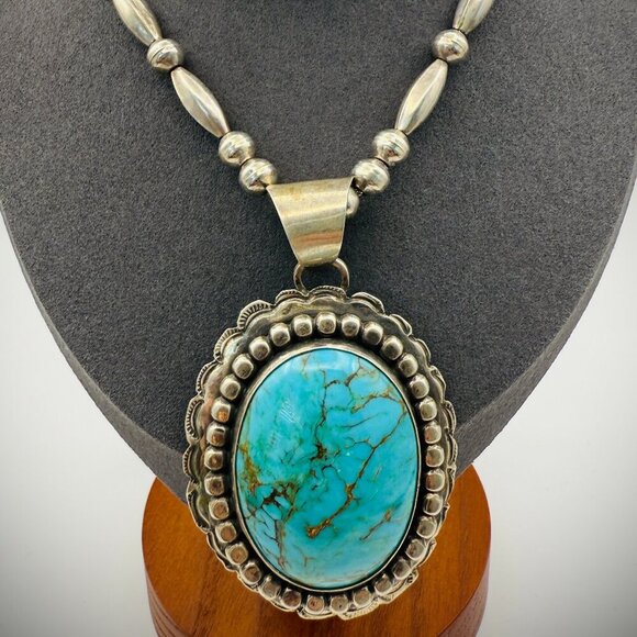 Michael Calladito Navajo Pendant | Sterling Silver & Turquoise - Picture 1 of 4